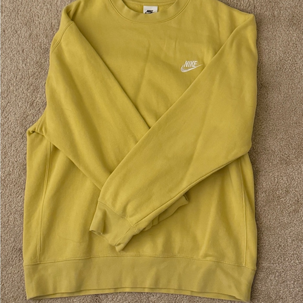 NWOT Nike Yellow Crewneck Sweater Vibrant Cotton Blend